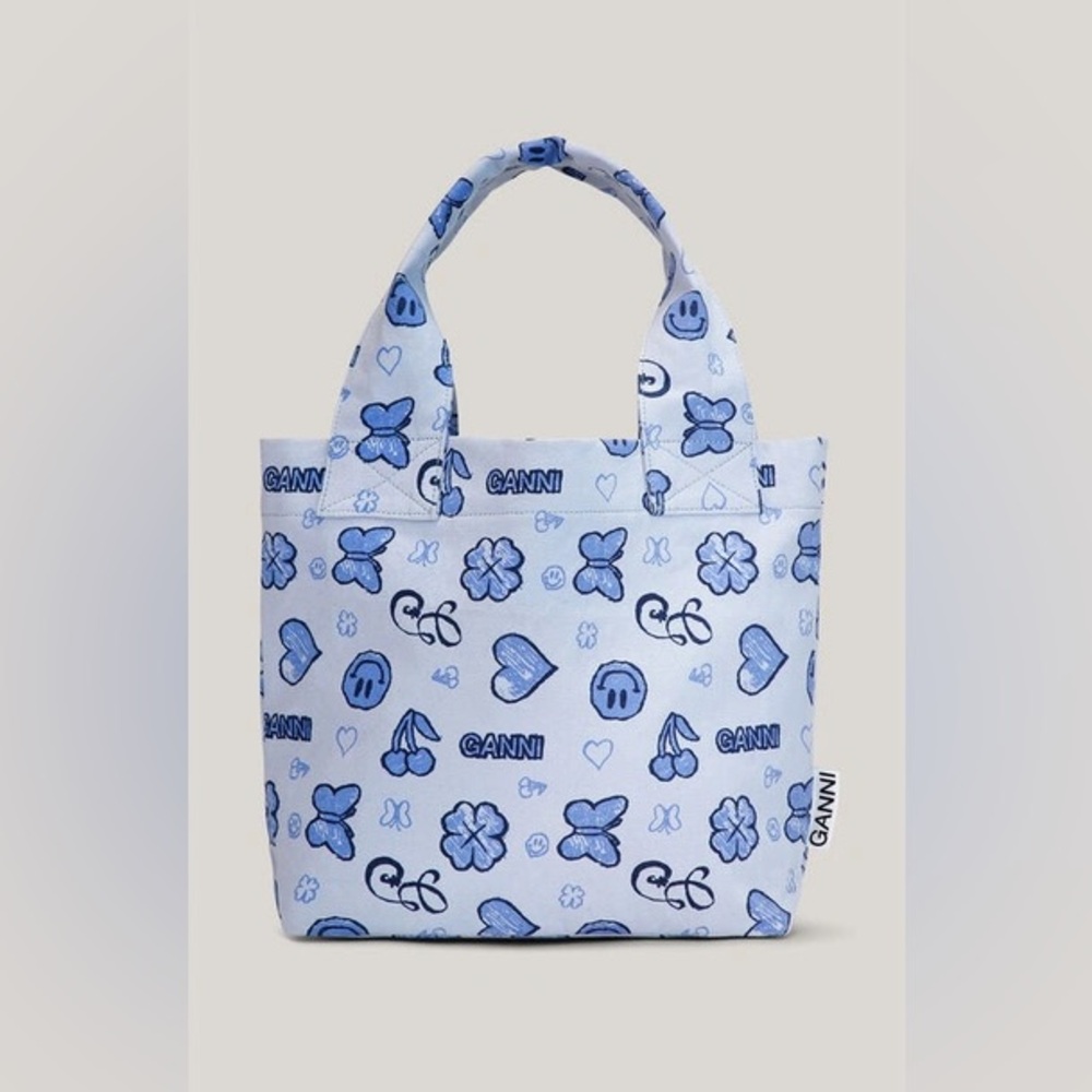 NWT GANNI Cotton Canvas Tote Bag Heather One Size